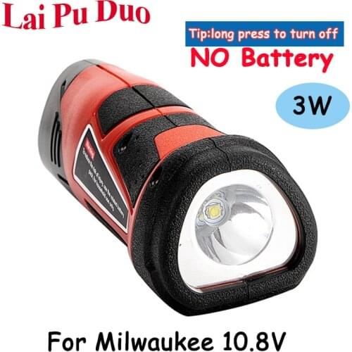3W 10.8V-12V LED Torch Portable Worning Work Light For Milwaukee(NO Battery,NO Charger) Lithium Rechargeable Lamps Flashlight