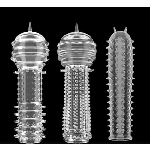 Penis Covers Extender Mens Condoms Crystal Penis Condoms Finger Prostate Massager Erotic Adult Sex Toys For Men Longer Lasting