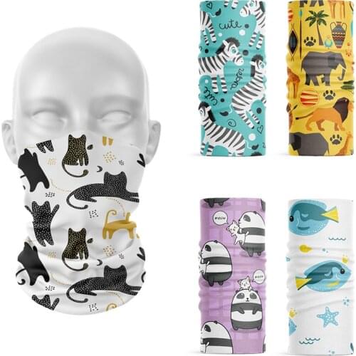 3D Printed Mini Animal Women Summer Headband Outdoor Sports Neck Gaiter Face Head Wrap Wristband Panda Zebra Dolphin Tube Scarf
