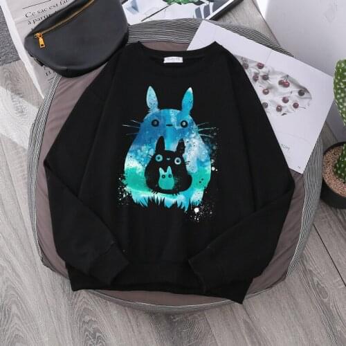 Totoro Harajuku Gothic Summer anime Cartoon Print Pullover 2021 Autumn Long Sleeve Hoodies Plus Size Loose Women Sweatshirts