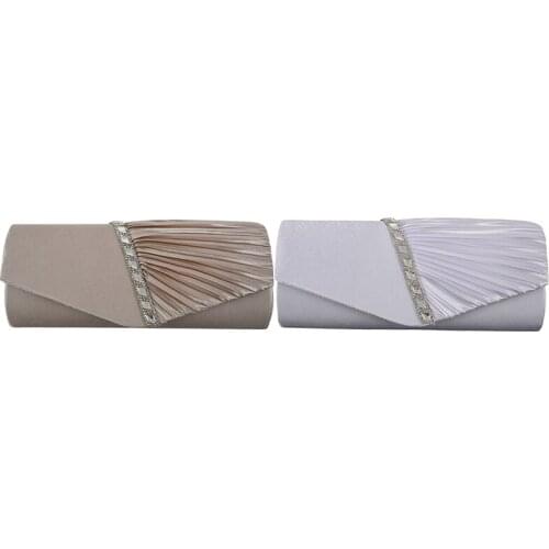 2x Ladies Diamond Ruffle Party Prom Bridal Evening Envelope Clutch Bag, LY6682 Apricot & White