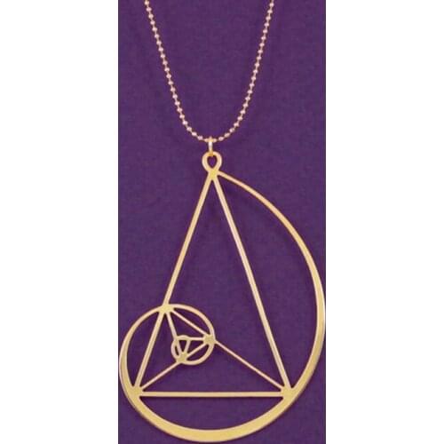 Wholesale Golden spiral with golden triangle necklace Fibonacci pendant golden ratio free ship 12pcs/lot