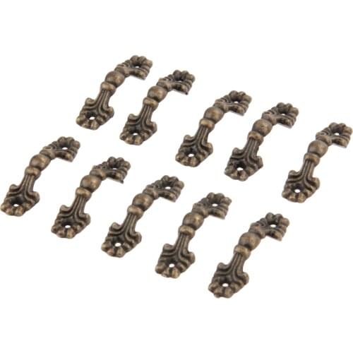 10pcs/set Mini Knobs Antique Bronze Handle 42*12mm Pull w/screws Vintage Flower Pattern Decor Drawer Cabinets Kitchen European