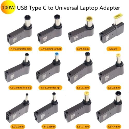 100W USB Type C Fast Charging Adapter Plug Connector Universal USB C Laptop Charger Converter for Dell Asus Hp Acer Lenovo