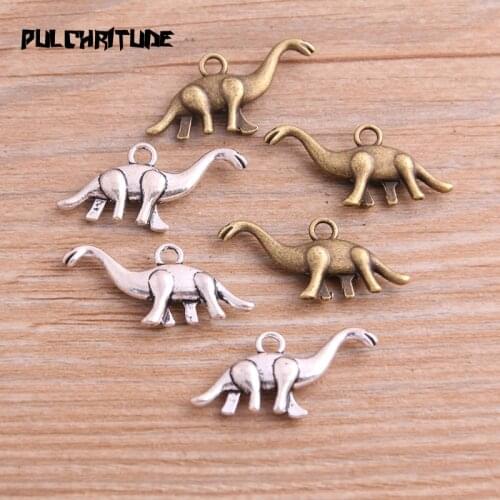 14PCS 14*27mm New Product Two Color Dinosaur Charms Animal Pendant Jewelry Metal Alloy Jewelry Marking