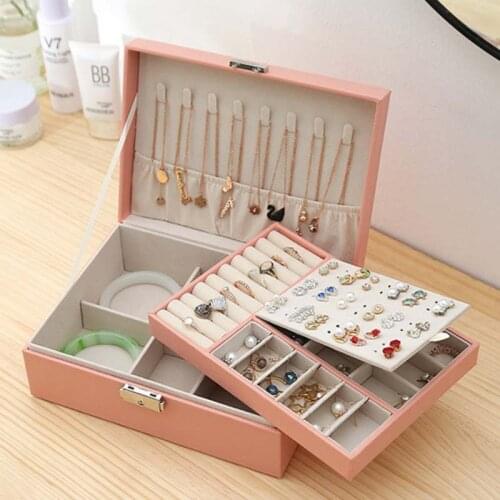 2020 New Double-Layer Velvet Jewelry Box European Jewelry Storage Box Large Space Jewelry Holder Gift Box