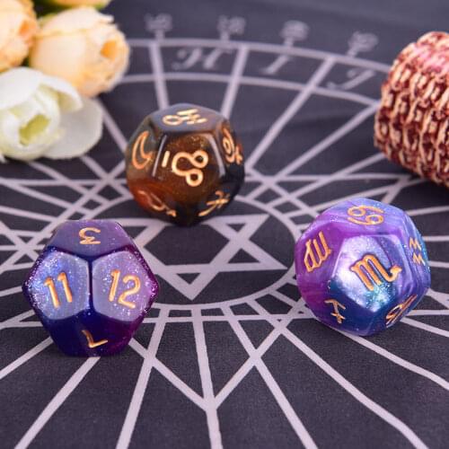 3pcs/set Astrology Dices D12 Polyhedral Astrologie Dices Voor Constellation Waarzeggerij Board Games Drop Shipping
