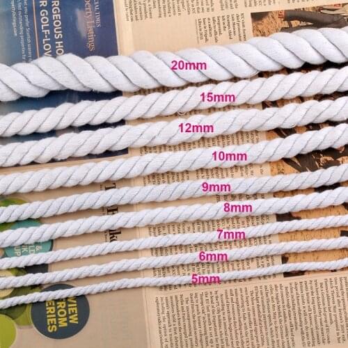 5 Meters/Lot Beige Cotton Rope 4-20mm Thick Cotton Cords for Bag Strap Home Decor Accessories DIY Handmade Rope Craft