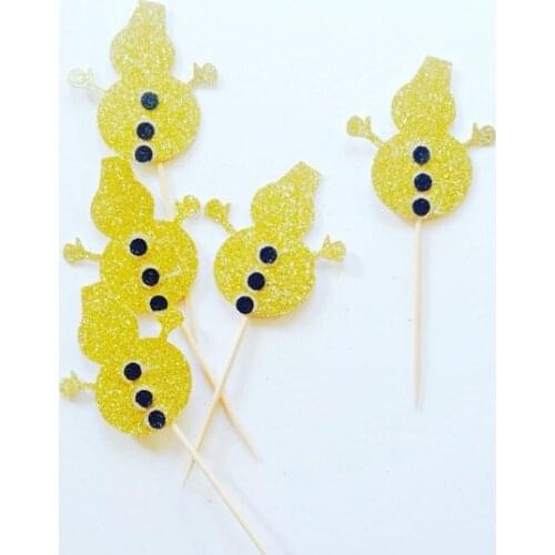 Glitter christmas snowman Party Cupcake Toppers Engagement Bachelorette birthday Wedding Bridal Shower food picks