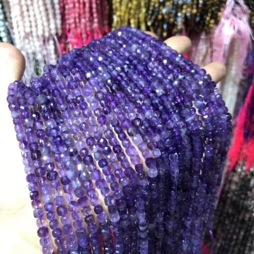 Natural Stone Beads Faceted Amethysts Square Shape Loose Beads For Jewelry Making DIY Bracelet Necklace Accessories Size 5x5mm