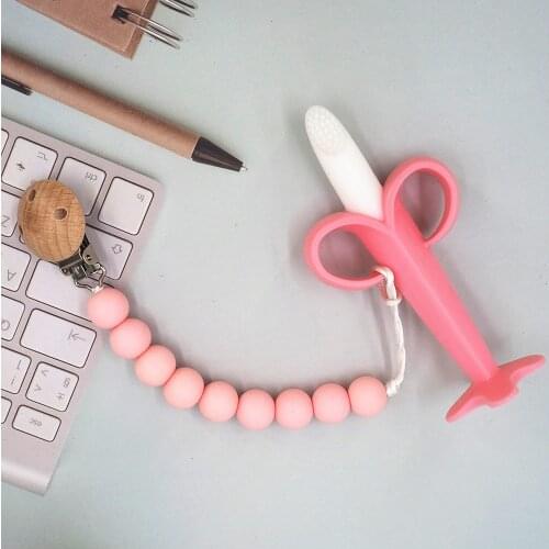 Chenkai 10PCS BPA Free DIY Silicone 3D Banana Teether Chewable Pendant Nursing Necklace Baby Pacifier Dummy Toy Gfit Teether