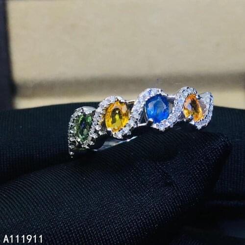 KJJEAXCMY fine jewelry 925 sterling silver inlaid Natural colored sapphire gemstone ring female support detection exquisite