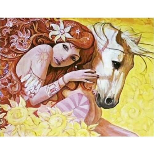 DIY 5D full square diamond painting cross stitch Woman and horse wall painting diamond embroidery flower home decor mosaic