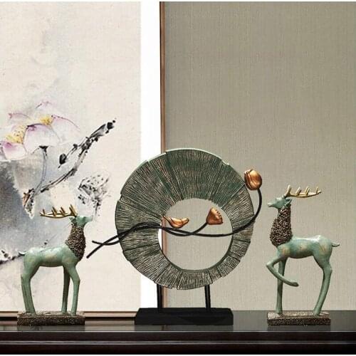 CHINESE RESIN DEER FIGURINES CRAFTS HOME OFFICE TABLE FURNISHINGS DECORATION HOTEL COFFEE DESKTOP ORNAMENTS ARTWORK WEDDING GIFT