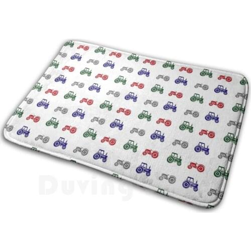 Tractor Pattern Red Green Blue Grey | Grey Mat Rug Carpet Anti-Slip Floor Mats Bedroom Tractor Agriculture Tractors Farming