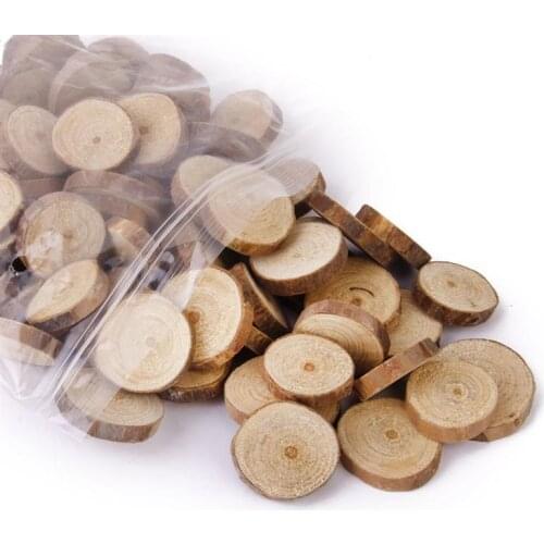 30pcs 1-3CM Round Rustic Woods Slices Unfinished Wood, Great for Weddings Centerpieces, Crafts