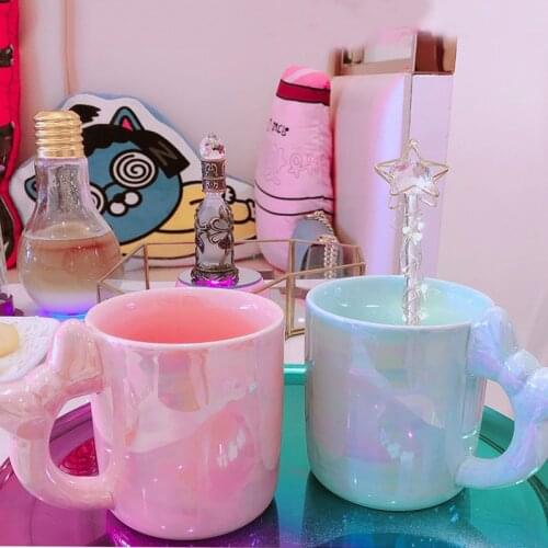 375ml Mermaid Mug Pearl Glaze Ceramic Mug Female Nordic Coffee Cups Large Capacity Water Cup stranger things