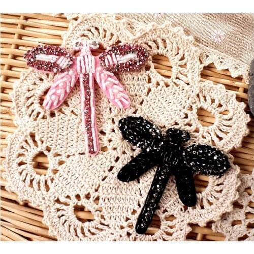 Handmade beaded dragonfly small size clothing bag decorative stickers handmade DIY accessories hand-stitched patch