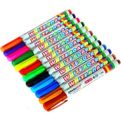 12 Color White board Assorted Colour White Board Marker Pens Dry Erase Easy Wipe Smooth Writing Excellent Erasiblity