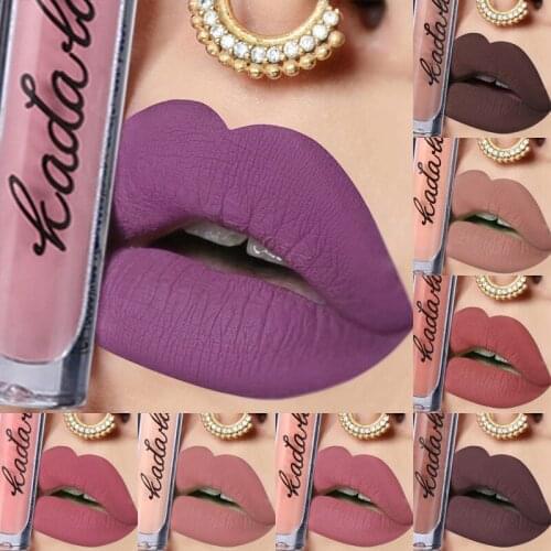 Kadalado Matte Velvet Lip Gloss Non-stick Cup Non Fading Liquid Lipstick Makeup Longlasting Red Lip Tint Women Cosmetic TSLM2