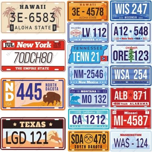 Car Number Metal Wall Signs Poster Retro Wall Metal Plate Metal Car Plaque Industrial Decor Club Pub Bar Home Decorative plate