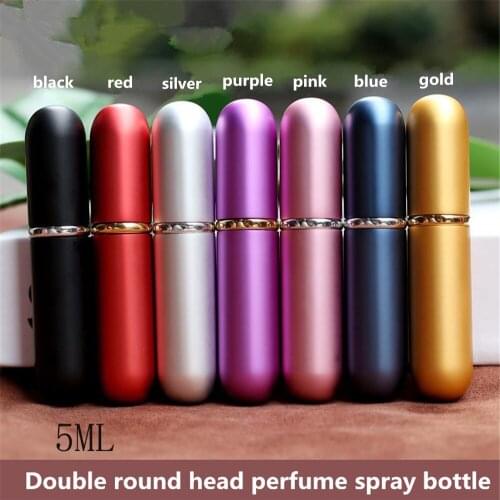 Hot Sale 5ML Metal Perfume Spray Bottle Perfume Refilliable Bottle Double Round Warhead Perfume Bottle 7 colors available