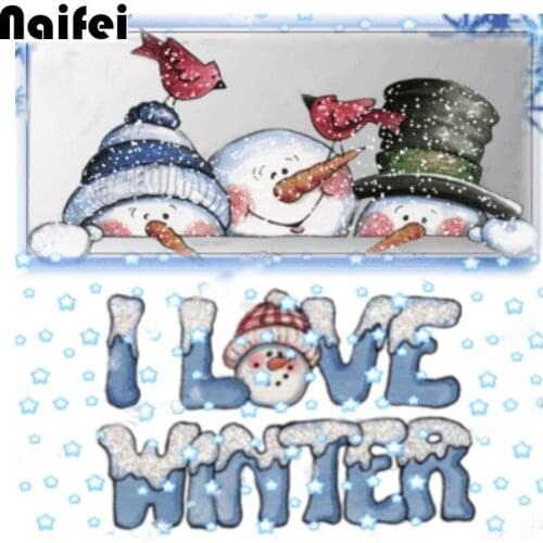 "Love Winter"Snowman square/round drill Mosaic 5D Diy Embroidery icons Diamond Painting Christmas Wall Stickers room decorations