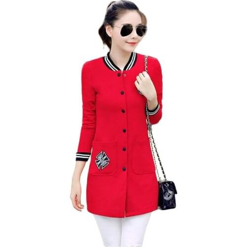 Spring Autumn Long Sleeve New 2021 Baseball Uniform Womens Coat Mid-Length Loose Thin Sweater Fashion Womens Clothing Cardigan