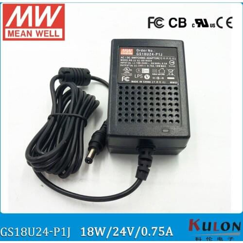 Original MEAN WELL GS18U24-P1J 18W 0.75A 24V meanwell industrial wall-mounted adaptor level V 2 pole USA plug