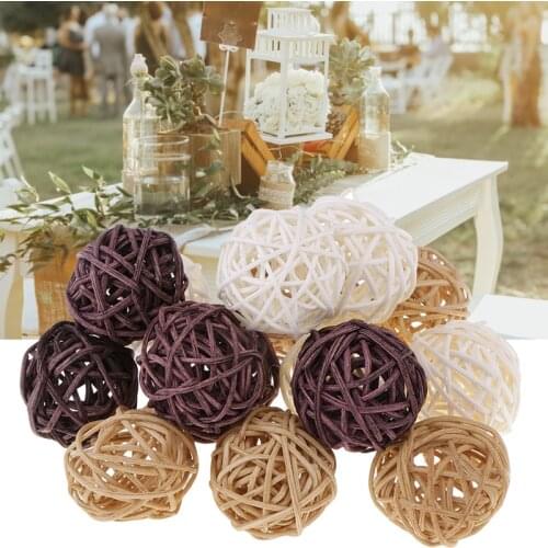 30PCS 3cm Rattan Wicker Balls White Brown Natural Colors For Home Wedding Party Rustic Decorations Vase Fillers Bird Toys Crafts