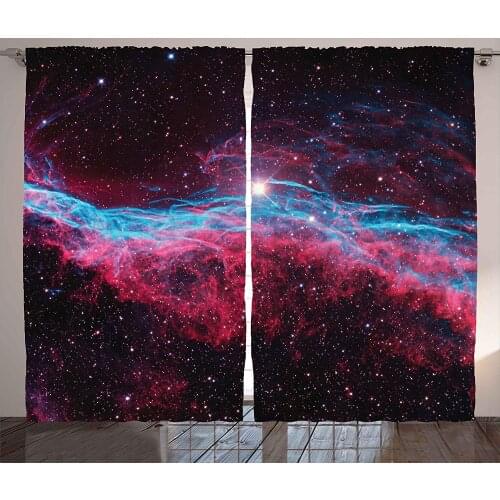 Pink Curtains Science for Kids Outer Space Galaxy Print Universe Stars Astronomy Nebula Theme Living Room Bedroom Window Drapes