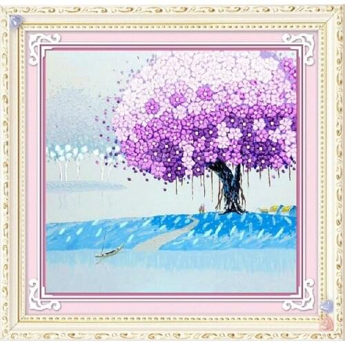 Needlework,DIY Ribbon Cross stitch Set for Embroidery kit,wish hope flower tree ribbon Cross-Stitch Counted Paint wall decor