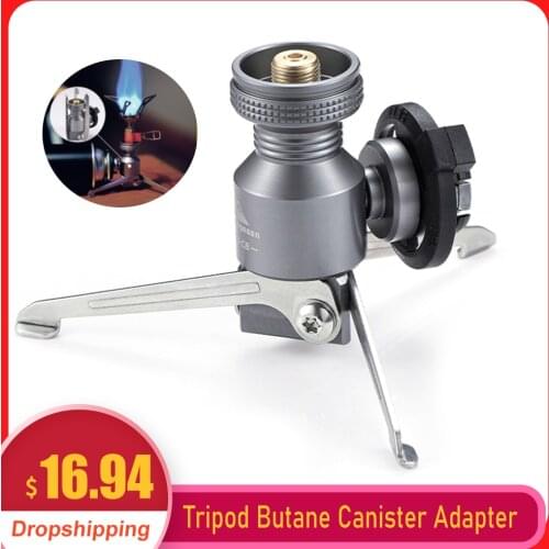 CAMPINGMOON Tripod Butane Canister Adapter Collapsible Gas Stove Connector Gas Lamp Tank Stand Camping Stove Adapter Accessories