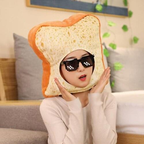 Cute Funny Toast Hat Plush Toys Bread Hat Creative Birthday Gift Costume Novelty Hat Photo Props For Adult Children