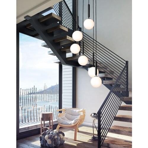 Nordic Modern Led Chandelier Lighting Suspension Contemporary Gold Black Colored Glass Ball Chandelier Lamp for Bedroom Kitchen