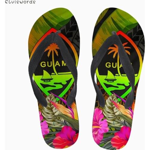 ELVISWORDS Women Slippers Summer Soft Footwear Polynesia Guam Print Female water Shoes Slides Outdoor Flat Womens Beach Sandals