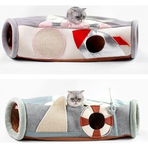 Cat Tunnel Four Seasons Rolling My Neighbor Totoro Toy Ship Cat Scratch Board Folding Channel UFO Semi-enclosed Cat Tent