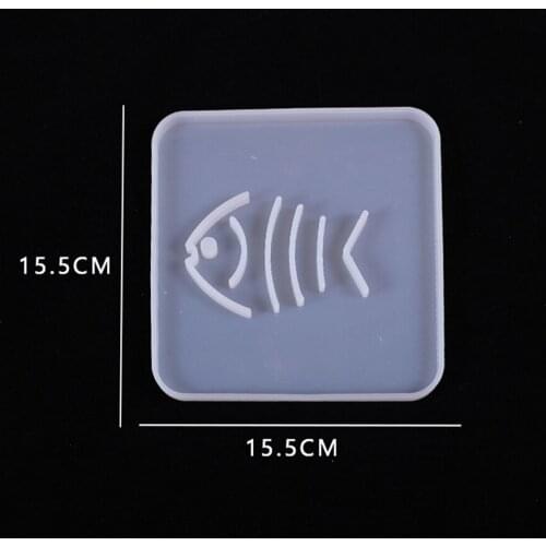 Fun Fish Bones Mold Design Square Silicone Molds Epoxy Resin Molds Coaster DIY geode coasters Mould High quality