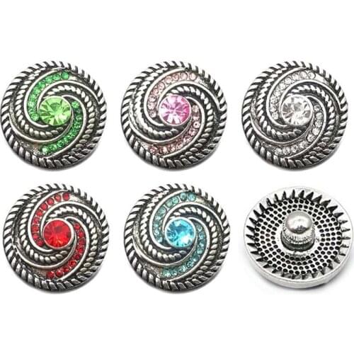 W025 flower 18mm 20mm rhinestone metal button for snap button Bracelet Necklace Jewelry For Women Silver jewelry