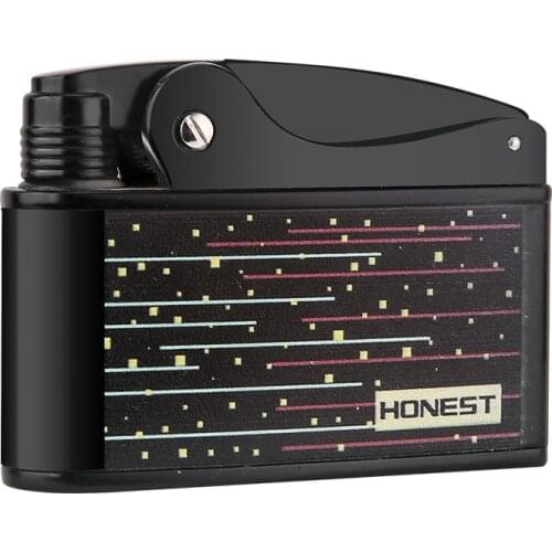 HONEST High Quality Metal Gasoline Lighter Black Vintage Nostalgic Lighters Modern UV color printing
