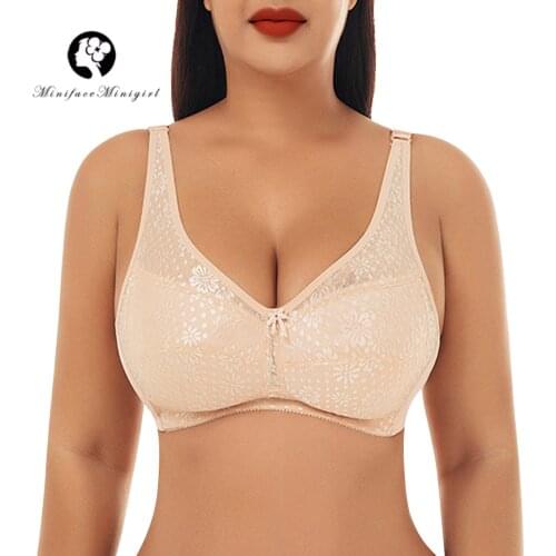Womens Large Size Underwired Bra Adjustable BH Comfort Basic Brassiere Push Up Bralette Breathable Underwear C Full Coverage