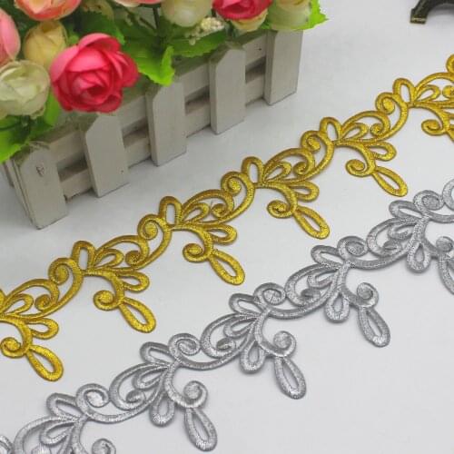 Gold Embroidered Lace Cosplay Costume Trims Belt Tape Braided Appliqued Lace 3 Yards Iron On Diy Garment Ribbon 6.5cm Wide