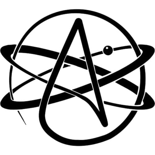 15.5cm*13.7cm Atheism Symbol Atom Science Car Sticker Motorcycle Black/Silver S3-6071