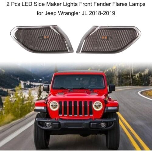 2 Pcs LED Side Maker Lights Front Fender Flares Lamps for Jeep Wrangler JL 2018-2019,Smoke Lens Turn Signal Parking Lamp