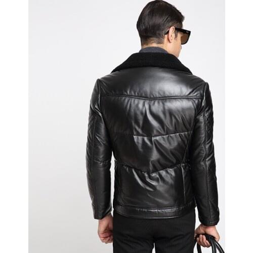 2020 Genuine Leather Jacket Men Thick 90% White Duck Down Sheepskin Male Leather Jacket Plus Size Jaqueta Couro Masculino HJ553