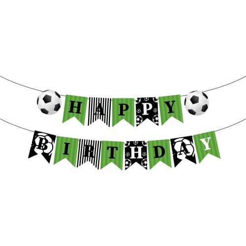 Happy Birthday Banner Football Theme Party Decoration Boys DIY Sports Football Wall Hanging Bunting Baby Shower Party Favors