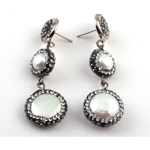 Free shipping Fashion Handmake Paved Freshwater Pearl Earring