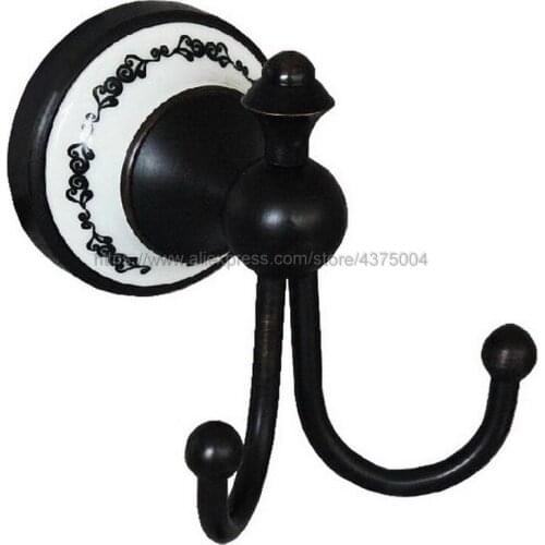 Oil Rubbed Bronze Clothes Hooks Wall Mounted with Porcelain towel rack clothes hook Bathroom Accessories Robe Hooks Nba132