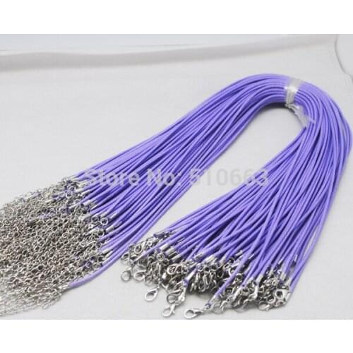100 Pieces/Lot, Soft Import Waxed Cord Necklace Chain Purple Color New Fashion Jewelry Pendant Design Size 2.0mm 45 Cm length