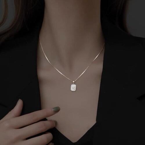 Geometric Full Drill“M” Letters 925 Sterling Silver Clavicle Chain Necklace For Women
